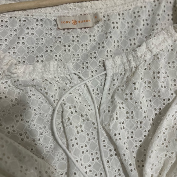 Tory Burch Soraya White Eyelet Tunic Cover Up Drawstring Resort Beach Top - Picture 8 of 11